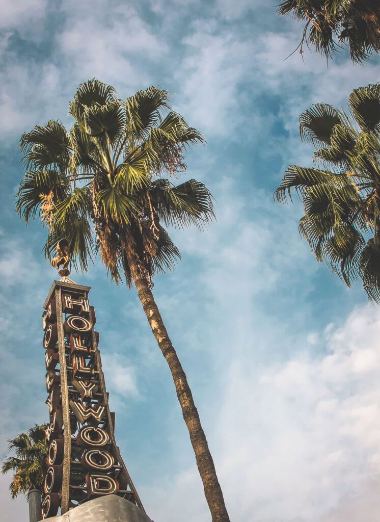 Hollywoodzeichen mit Palmen